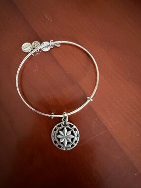 Alex and Ani Silver Compass Charm Bangle Bracelet